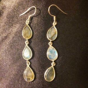 Blue/Green Crystal Dangling Earrings
